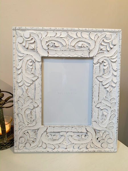 White Patterned Ornate Photo Frame