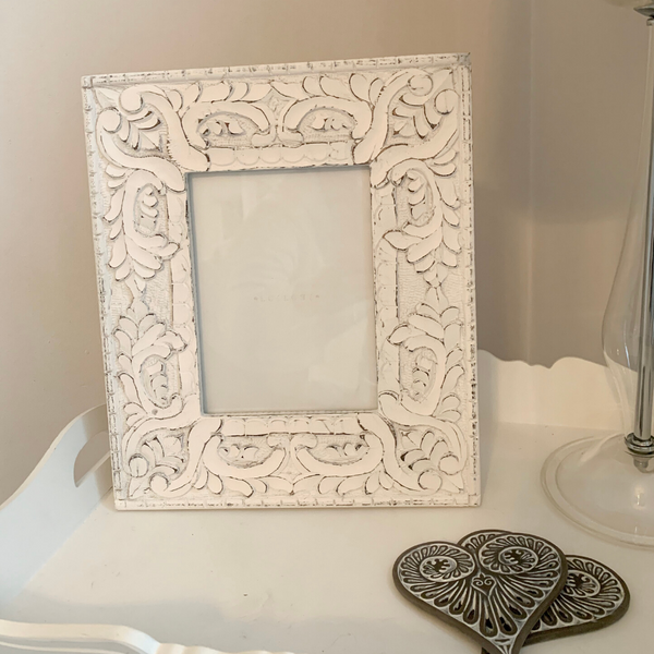 White Patterned Ornate Photo Frame