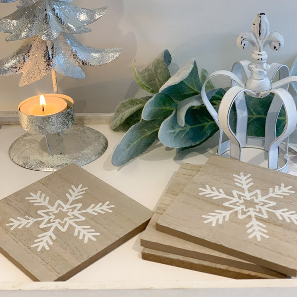 Wooden Snowflake Coasters