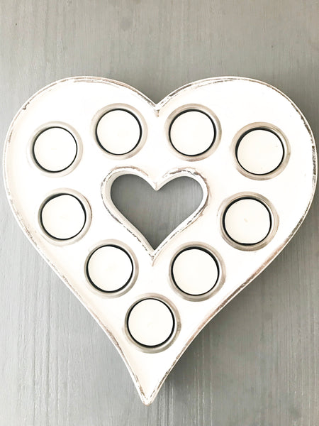 White Heart Tea-light Holder