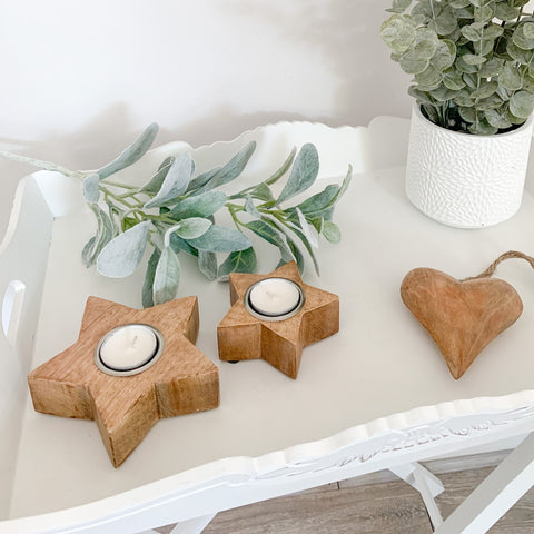 Natural Star Candle Holders S/2