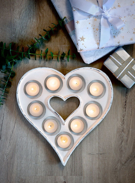 White Heart Tea-light Holder