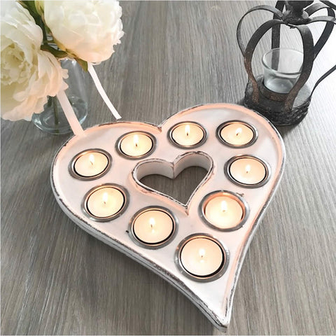 White Heart Tea-light Holder