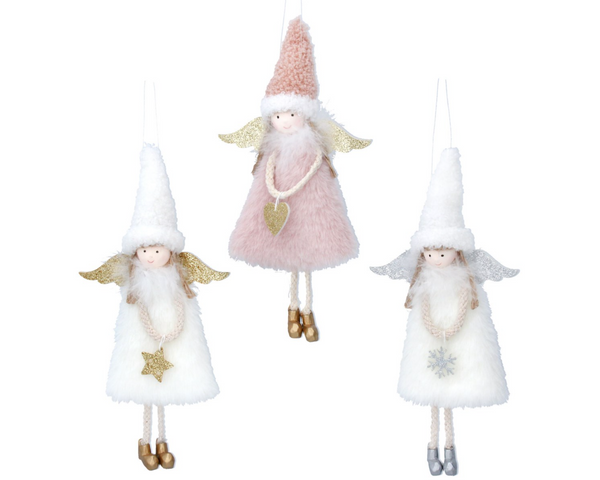 Faux Fur Hanging Fairies - 3 Assorted