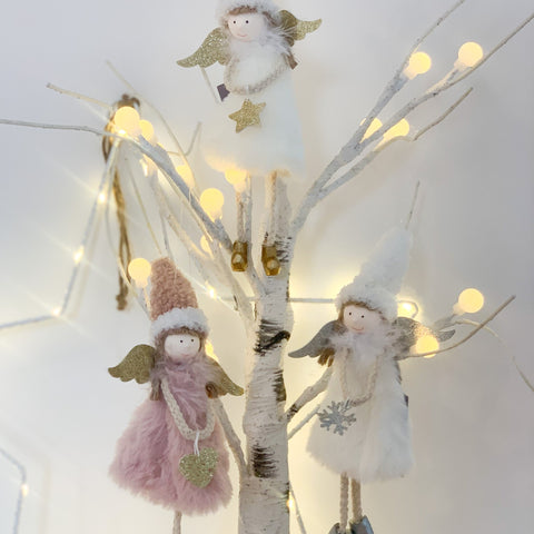 Faux Fur Hanging Fairies - 3 Assorted