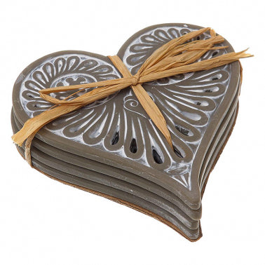 Grey Heart Ornate Coasters