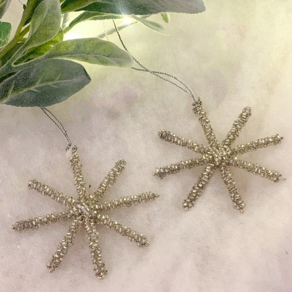 Glass Beaded Hanging Snowflake