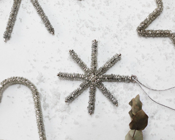 Glass Beaded Hanging Snowflake