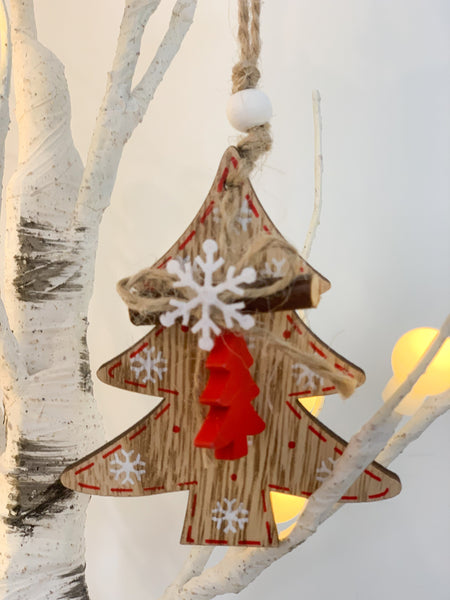 Hanging Wooden Nordic Decorations - Box of 6
