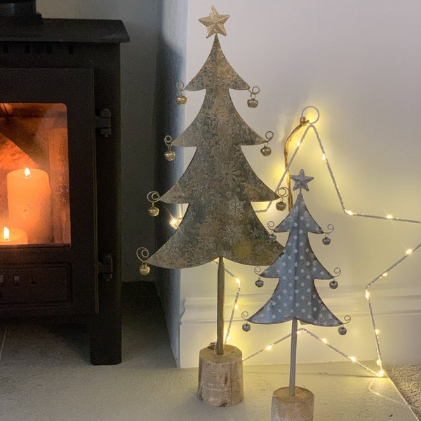 Large Metal and Wooden Christmas Tree With Bells