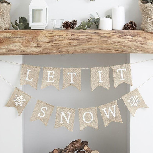 'Let It Snow' Hessian Bunting