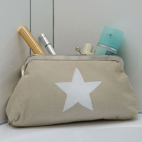 Natural and White Star Cosmetic Bag