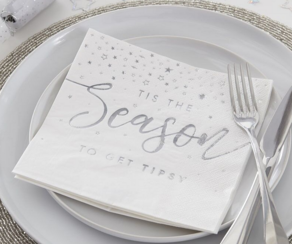 'Tis The Season' Silver Foiled Napkins