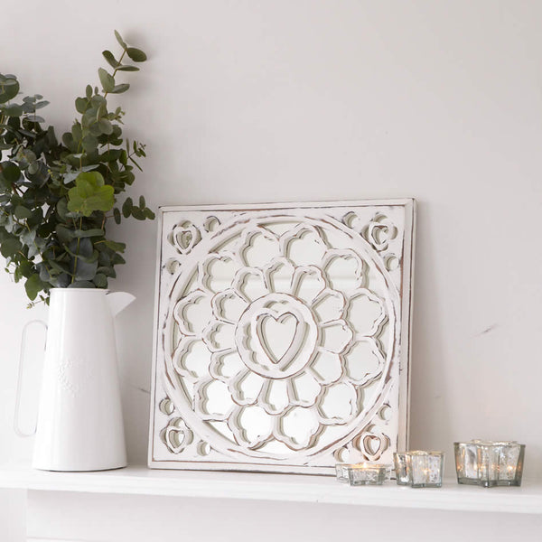 White Distressed Wood Mirror Panel