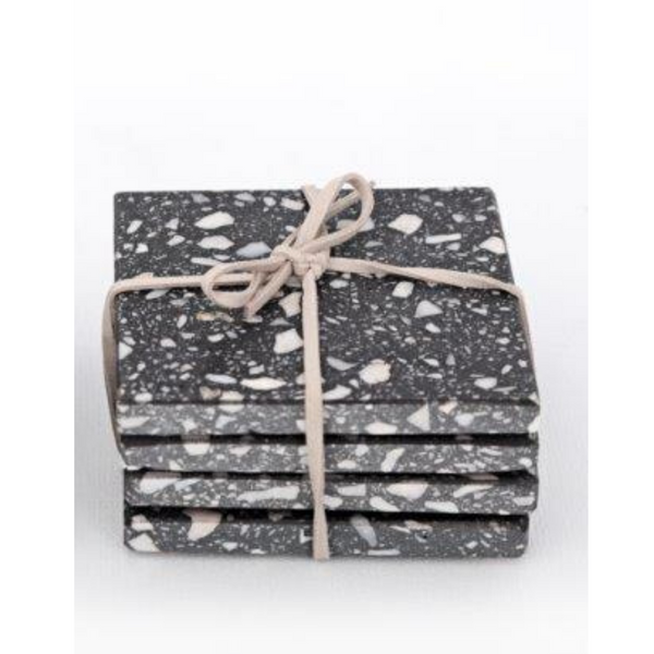 Grey Terrazzo Print Coasters S/4