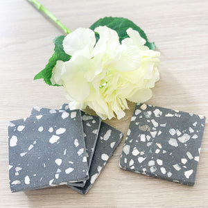 Grey Terrazzo Print Coasters S/4