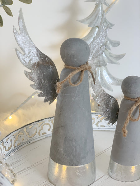 Rustic Concrete Christmas Angels - Two Sizes Available