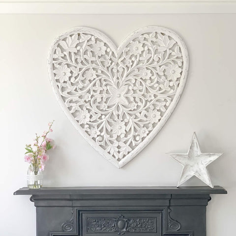 White Wooden Heart Panel