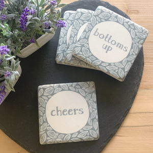 Grey Drink Quote Coasters