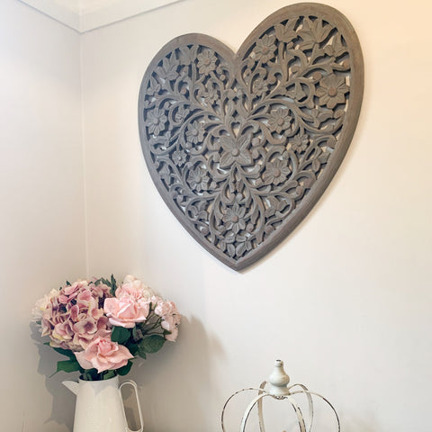 Grey Wooden Heart Panel