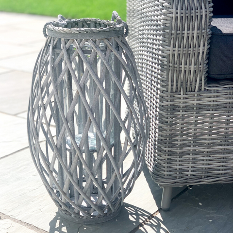 Grey & White wash Willow Lantern