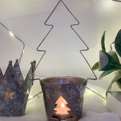 Silver Christmas Tree Tea-light Holder