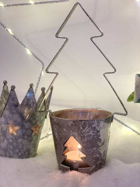 Silver Christmas Tree Tea-light Holder