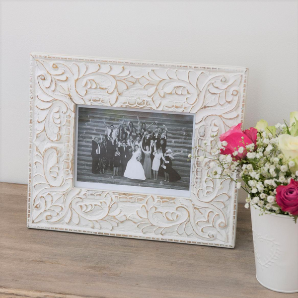 White Patterned Ornate Photo Frame