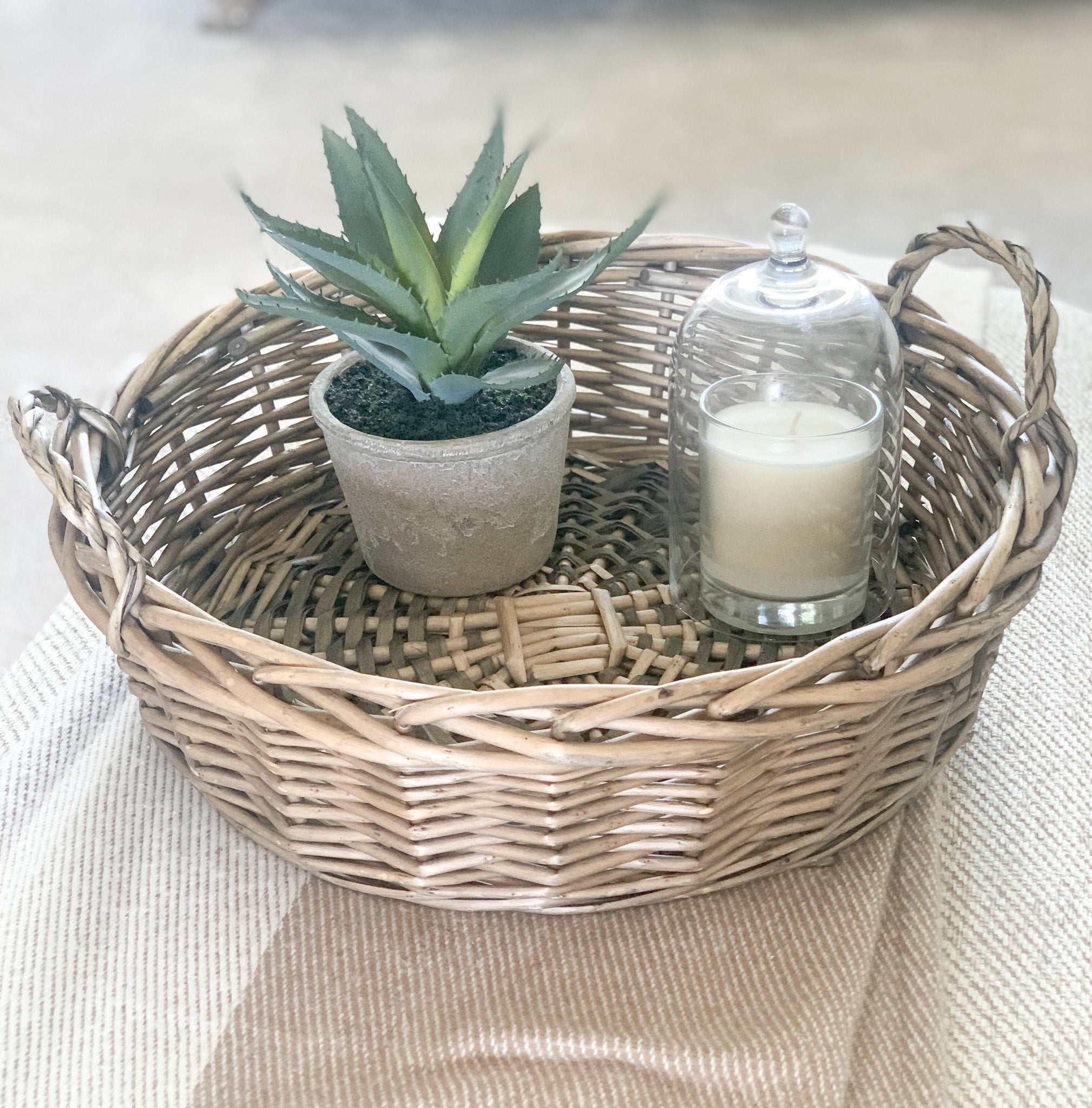 Large Round Wicker Tray