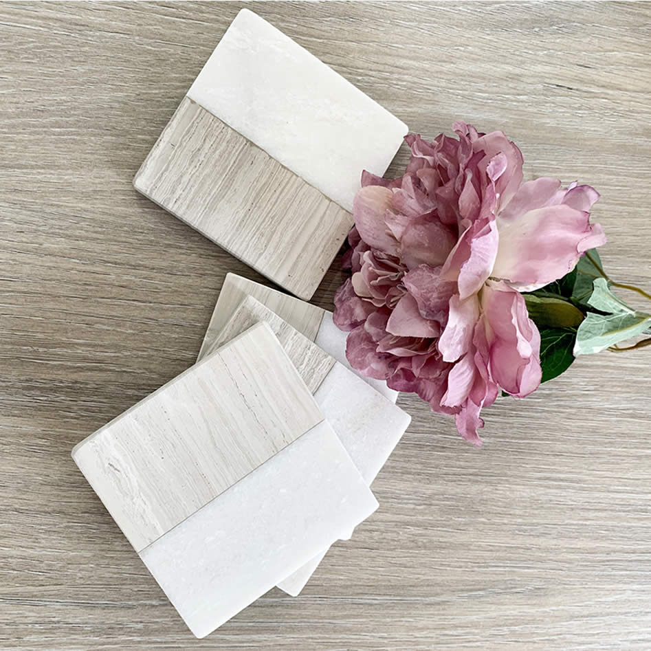 Marble and Wood Effect Square Coasters