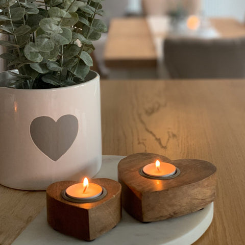 Natural Heart Candle Holders S/2