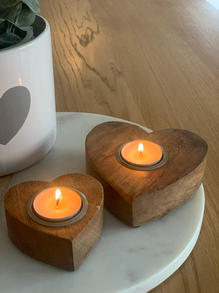 Natural Heart Candle Holders S/2