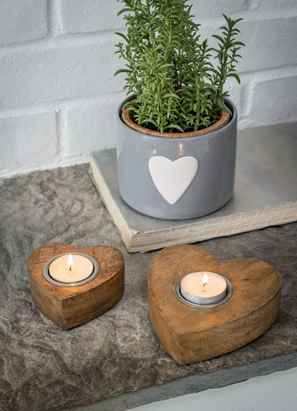 Natural Heart Candle Holders S/2