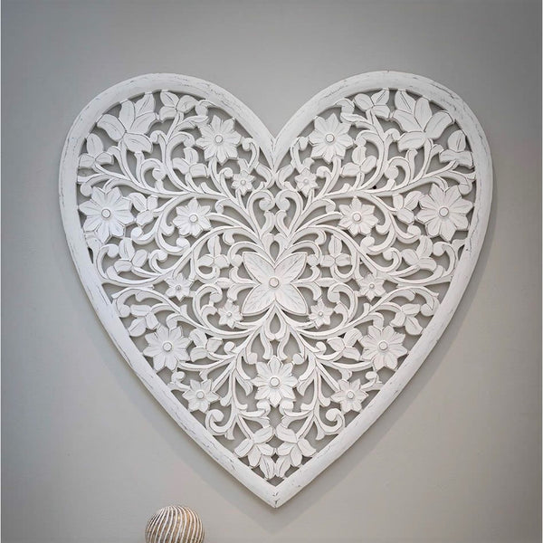 White Wooden Heart Panel