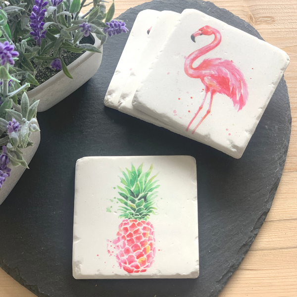 Pink Flamingo/Pineapple Coasters