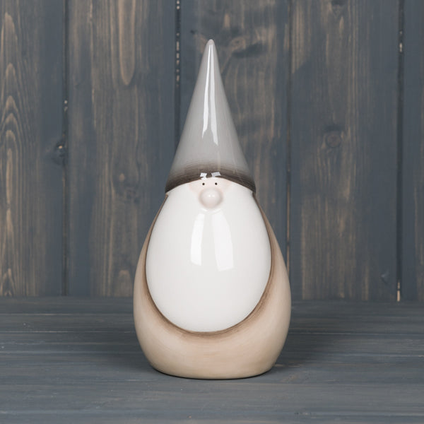Plump Beige & Grey Ceramic Santa