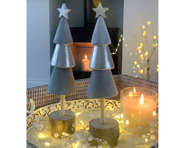 Rustic Concrete and Wooden Christmas Tree