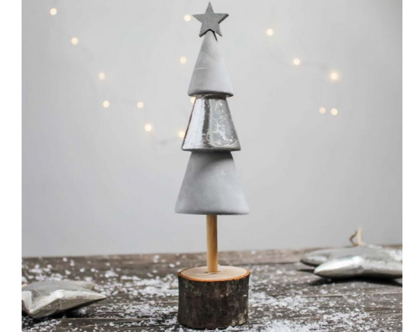 Rustic Concrete and Wooden Christmas Tree