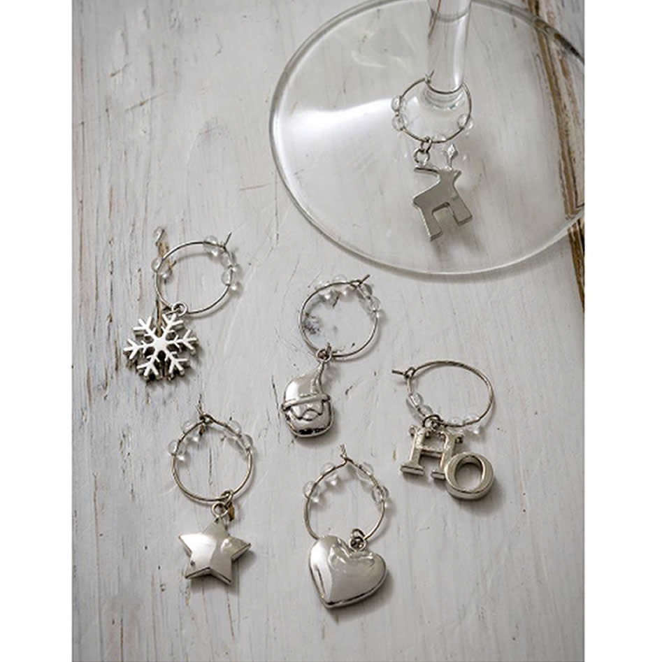 All Nickel Christmas Wine Charms