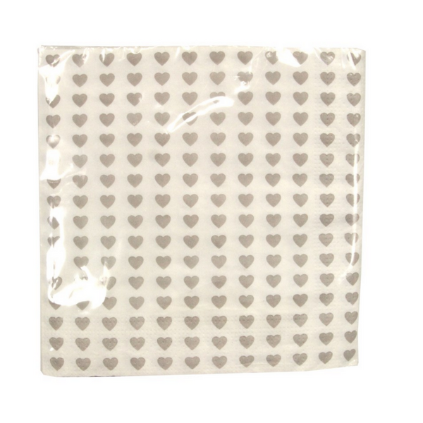 White and Grey heart print napkins