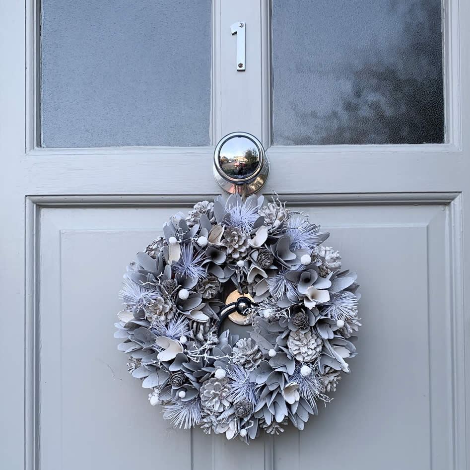 Silver Glitter Pinecone Wreath