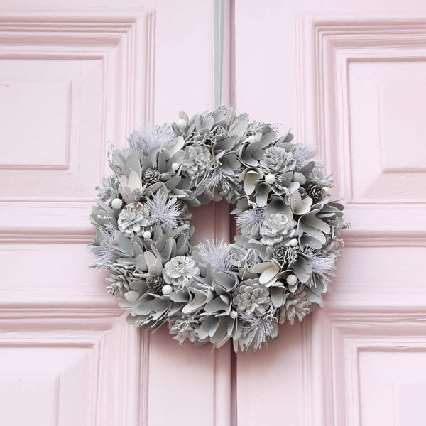 Silver Glitter Pinecone Wreath