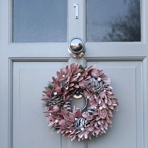 Pink Glitter Pinecone Wreath