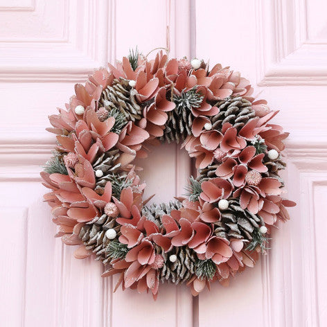 Pink Glitter Pinecone Wreath