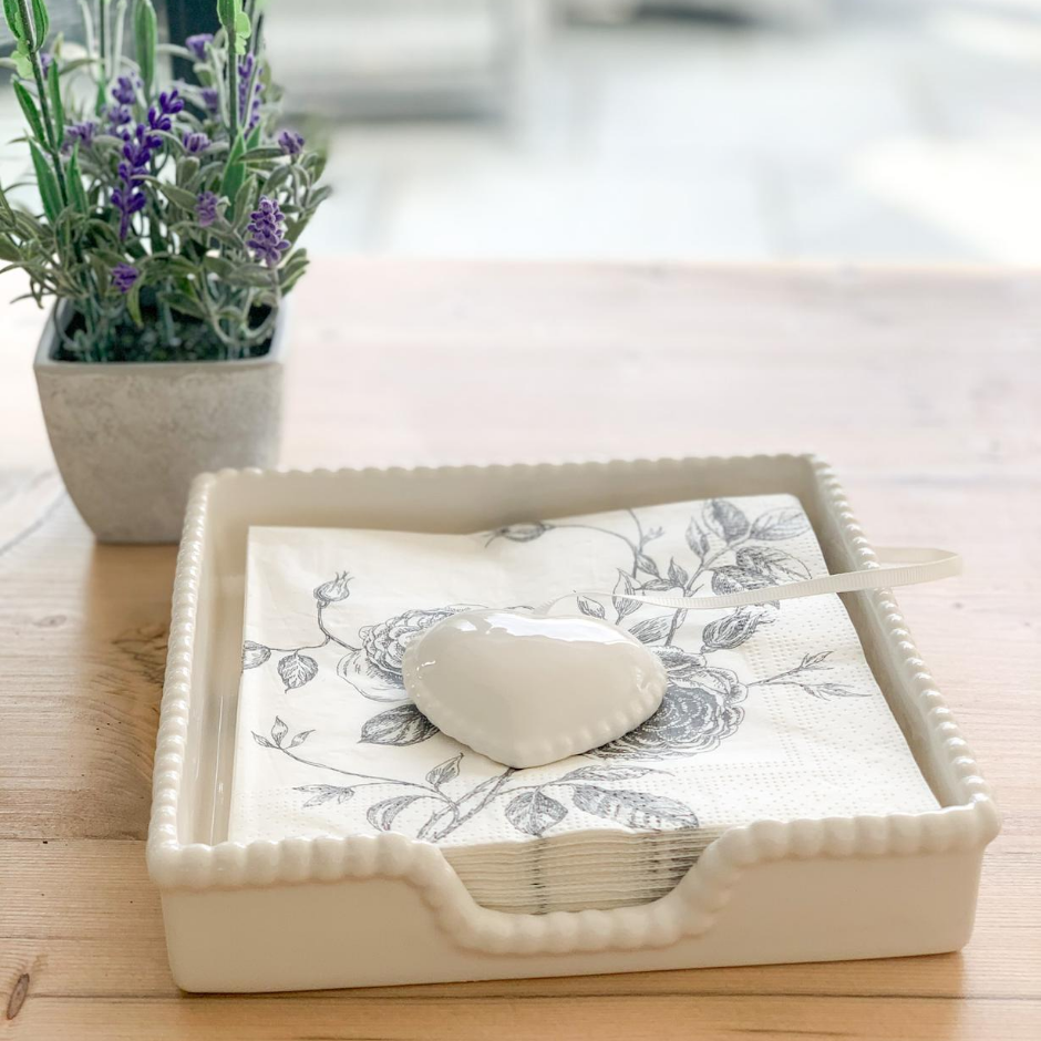 White & Grey Flower print napkins