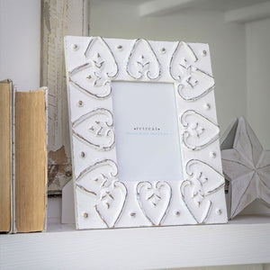 White Chunky Carved Detail Frame