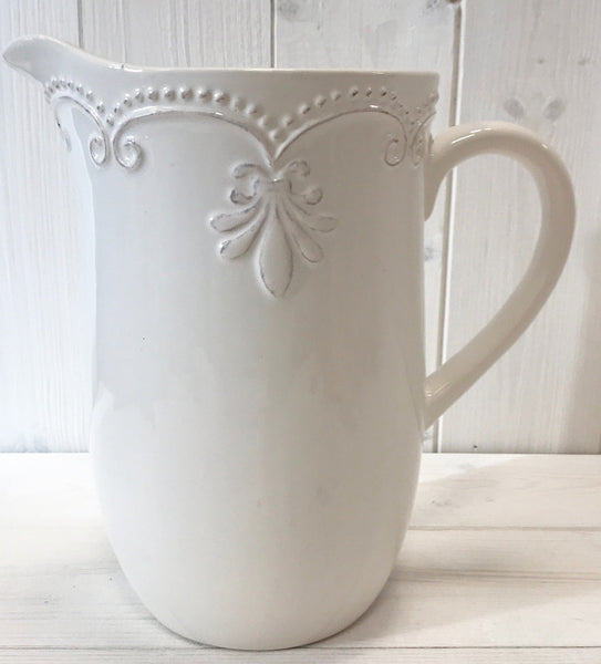 White Fleur De Lis Jug