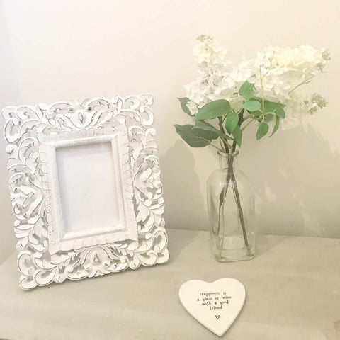 White Hand Carved Frame 6 x 4