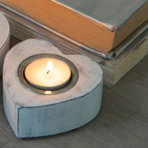 Small White Heart Tealight Holder