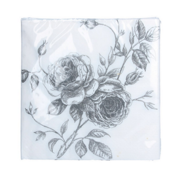 White & Grey Flower print napkins